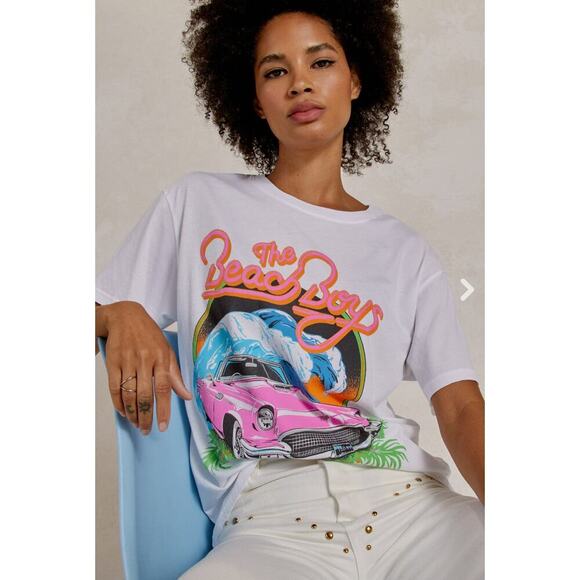Daydreamer Beach Boys Surf USA Boyfriend Tee Vintage White size Extra Small - Picture 1 of 8